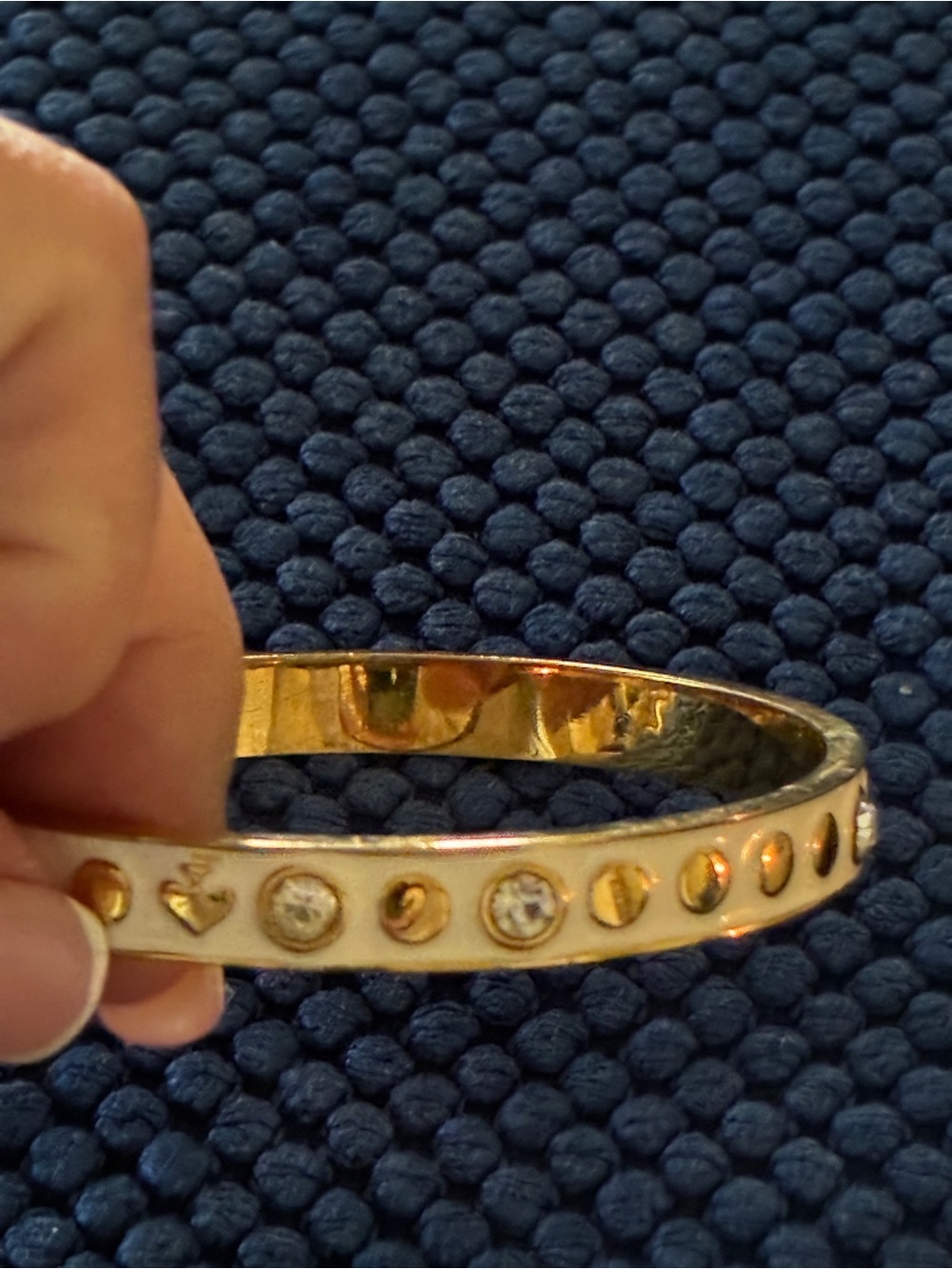 Kate Spade Gold Tone Crystal Accent Bangle Bracelet, med.